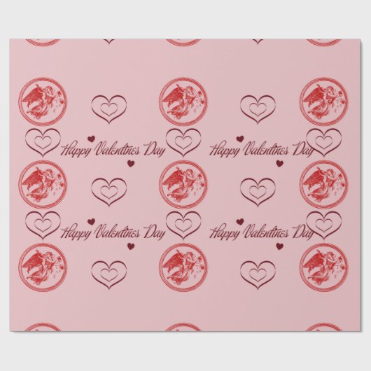 Happy Valentines Day Cupid Wrapping Paper Cadeaupapier (Vlak)
