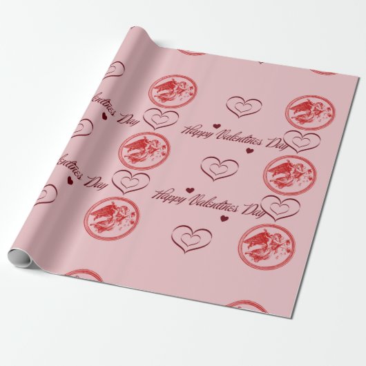 Happy Valentines Day Cupid Wrapping Paper Cadeaupapier (Uitgerold)