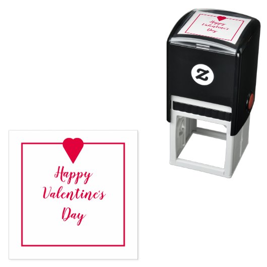 Happy Valentine's Day Cursive Script Heart Zelfinktende Stempel (In situ)