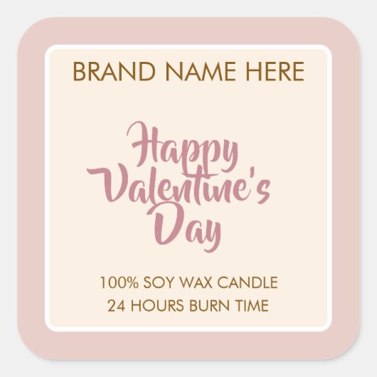 Happy Valentine's Day Custom Candle Labels  (Voorkant)