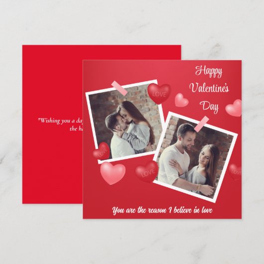 Happy Valentine's Day Custom Foto en Tekst Bedankkaart (Voorkant / Achterkant)