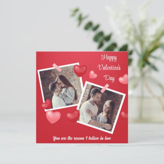 Happy Valentine's Day Custom Foto en Tekst Bedankkaart (Staand voorkant)