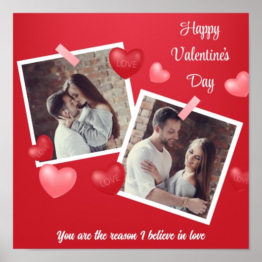 Happy Valentine's Day Custom Foto en Tekst Poster (Voorkant)