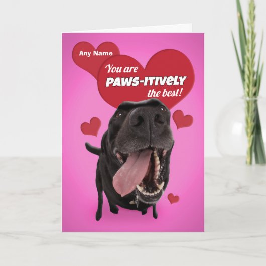 Happy Valentine's Day Custom Naam Funny Dog Feestdagen Kaart (Voorkant)
