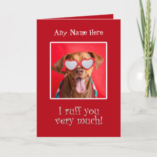 Happy Valentine's Day Custom Name Pit Bull Dog Feestdagen Kaart