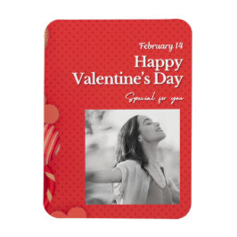 Happy valentine's day Custom Photo Red Hearts Magneet