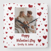 Happy Valentine's Day Custom Photo Wall Clock Vierkante Klok (Voorkant)