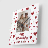 Happy Valentine's Day Custom Photo Wall Clock Vierkante Klok (Hoek)