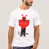 Happy Valentine's Day Cute Cat Holding Heart Humor T-shirt (Voorkant)