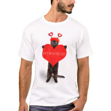 Happy Valentine's Day Cute Cat Holding Heart Humor