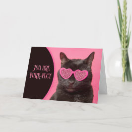 Happy Valentines Day Cute Cat in Glitter Glasses Feestdagen Kaart