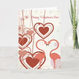 Happy Valentine's Day Cute Flamingo Heart Streamer Feestdagen Kaart