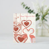 Happy Valentine's Day Cute Flamingo Heart Streamer Feestdagenkaart (Staand voorkant)