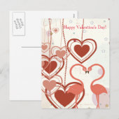 Happy Valentine's Day Cute Flamingo Heart Streamer Feestdagenkaart (Voorkant / Achterkant)