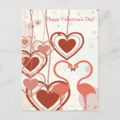 Happy Valentine's Day Cute Flamingo Heart Streamer Feestdagenkaart (Voorkant)