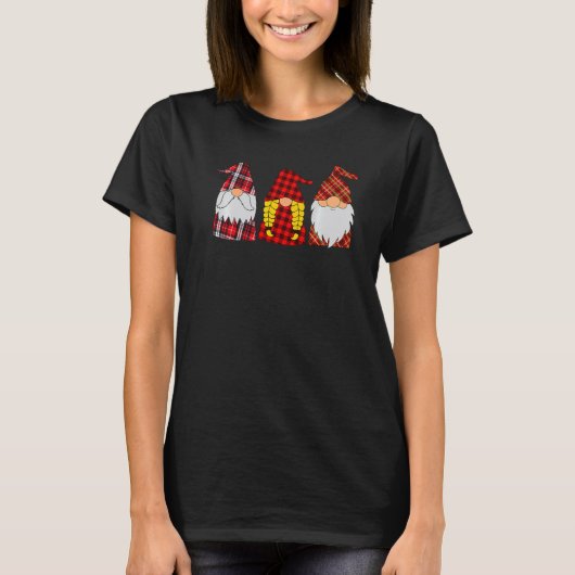Happy Valentine's Day Cute Gnome Heart Plaid T-shirt (Voorkant)