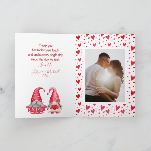 Happy Valentine's Day Cute Gnomen Photo Feestdagen Kaart (Binnen)