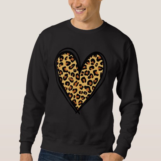 Happy Valentine's Day Cute Hearts Leopard Couple M Trui (Voorkant)