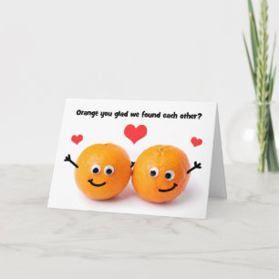 Happy Valentine's Day Cute Oranje Couple Humor Feestdagen Kaart