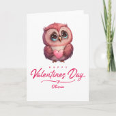 Happy Valentines Day Cute Owl Kaart (Voorkant)