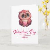 Happy Valentines Day Cute Owl Kaart (Gele Bloem)