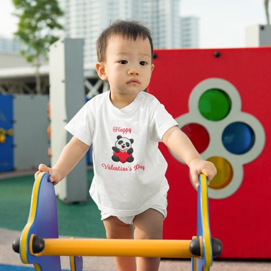 Happy Valentine's Day Cute Panda With Heart Kinder Shirts