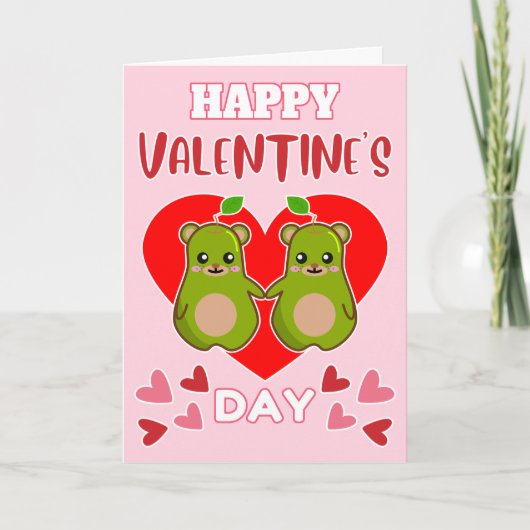 HAPPY VALENTINE'S DAY Cute Pear Beer Paar Feestdagen Kaart (Voorkant)