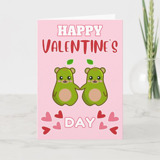 HAPPY VALENTINE'S DAY Cute Pear Beer Paar Feestdagen Kaart (Voorkant)