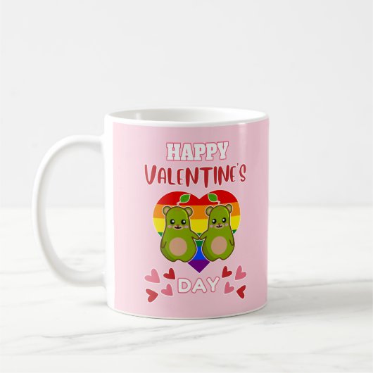 HAPPY VALENTINE'S DAY Cute Pear Beer Paar LGBT Koffiemok (Links)