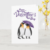 Happy Valentine's Day Cute Penguins Kaart (Gele Bloem)