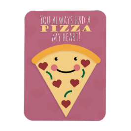 Happy Valentine's Day Cute Pizza Slice Humor Magneet