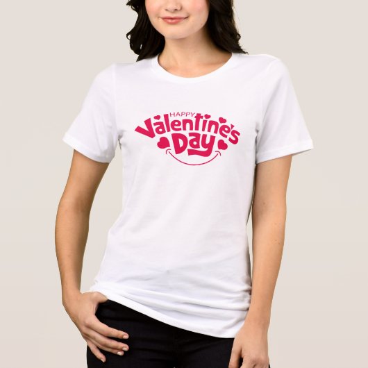 Happy Valentine's day cute red heart  Tri-Blend Shirt (Voorkant)