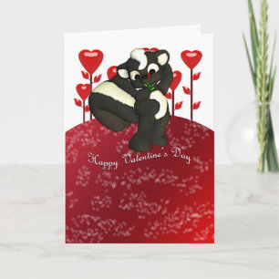 Happy Valentine's Day Cute Skunk Card Feestdagen Kaart