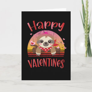 Happy Valentines Day Cute Sloth Retro  Gift Kaart