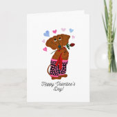 Happy Valentine's Day Dachshund Doggie Card Kaart (Voorkant)