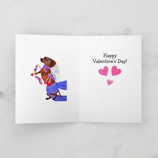 Happy Valentine's Day Dachshund Doggie Card Kaart (Binnen)