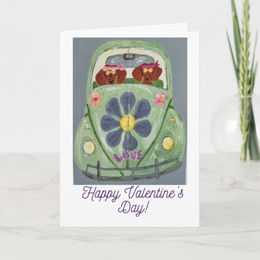 Happy Valentine's Day Dachshund Doggie Card Kaart (Voorkant)