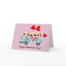 Happy Valentine's Day Dachshunds in Hippy Van 