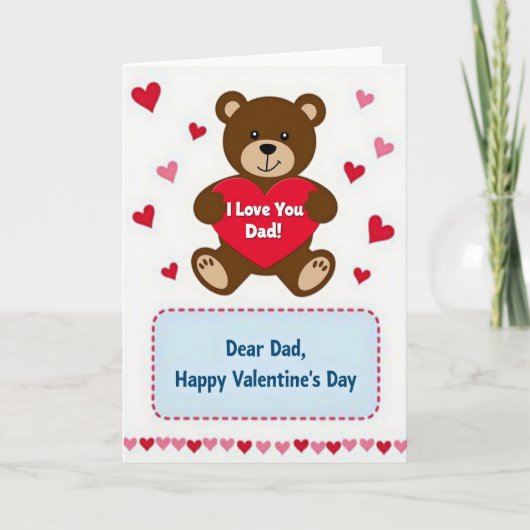 Happy Valentines Day Dad Bear Card Kaart (Voorkant)
