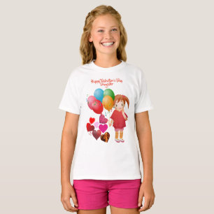 Happy Valentines Day Daughter ballons Heart Cute T-shirt
