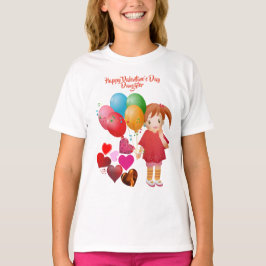 Happy Valentines Day Daughter ballons Heart Cute T-shirt