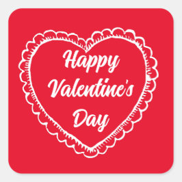  HAPPY VALENTINE'S DAY DESIGN SQUARE VIERKANTE STICKER