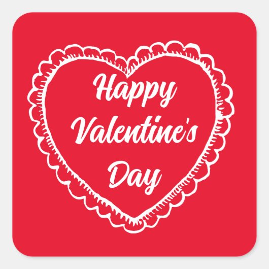 HAPPY VALENTINE'S DAY DESIGN SQUARE VIERKANTE STICKER (Voorkant)