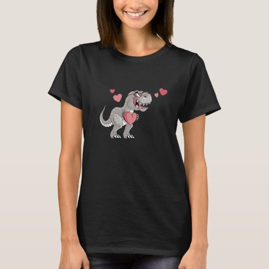 Happy Valentine's Day Dino Hearts rex Romantic Din T-shirt (Voorkant)