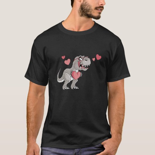 Happy Valentine's Day Dino Hearts rex Romantic Din T-shirt (Voorkant)