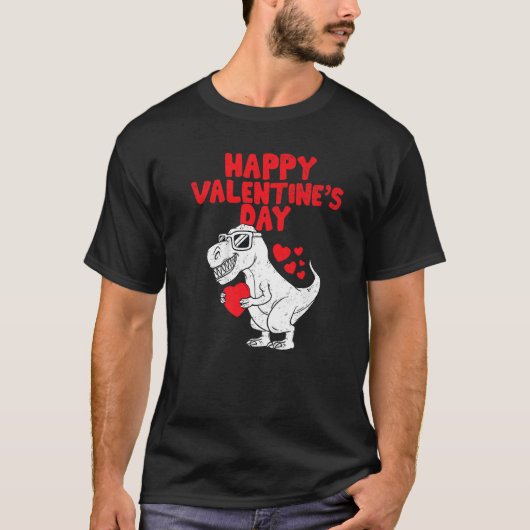 Happy Valentines Day Dinosaur Trex Toddler Boys Ki T-shirt (Voorkant)