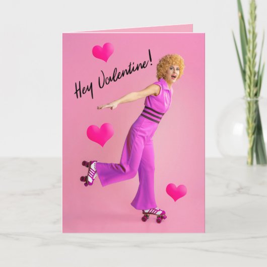 Happy Valentines Day Disco Rolschaatser Feestdagen Kaart (Voorkant)