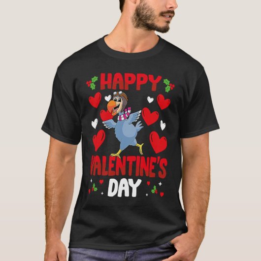 Happy Valentines Day Dodo Bird Heart Love Animal T-shirt (Voorkant)