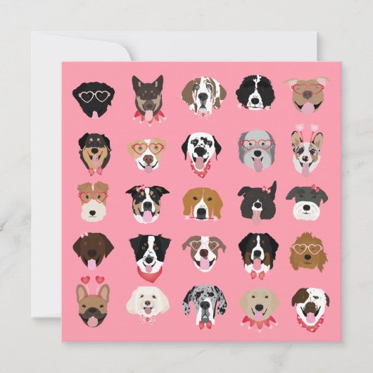 Happy Valentines Day Dog Face Pattern Kaart (Voorkant)