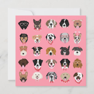Happy Valentines Day Dog Face Pattern Kaart